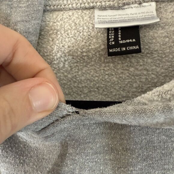 Harvard Hoodie Women's Small Grey Pullover Drawstring Pockets Forever 21 - Picture 7 of 13